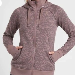 ATHLETA Triumph Printed Hoodie, Smoked Brown, Size M
